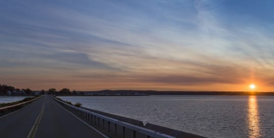 Causeway Over The Connecticut River At Sunset Near Saybrook Point Resort &