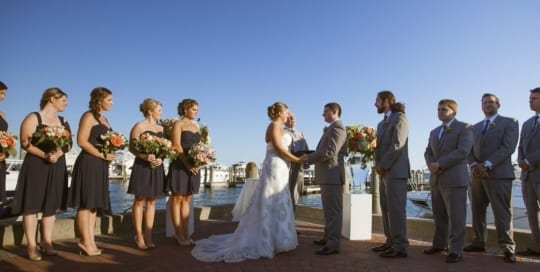 Bride and groom exchanging vows.