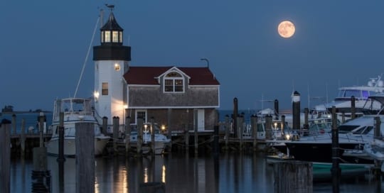 Lighthouse Suite At Night With Full Moon Rising
