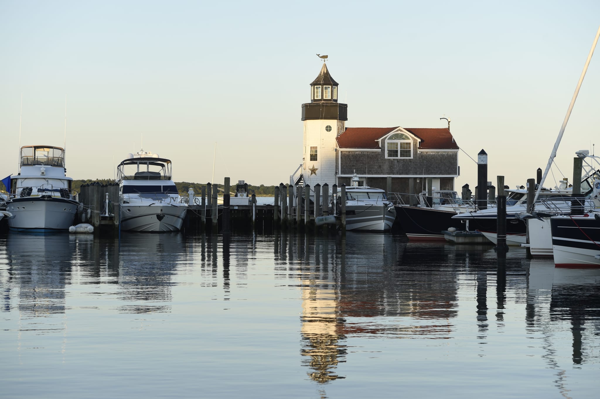 lighthouse_withboats Lighthouse and boats in marina.