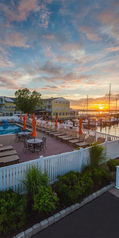 Pool & Saybrook Point Resort & Marina During Sunrise