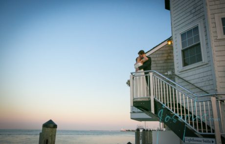 Bride and Groom on lighthouse stairs 2